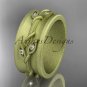 14kt yellow gold diamond engagement ring, matte finish wedding band ADLR417B