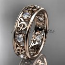 14kt rose gold celtic trinity knot wedding band, engagement ring CT7160B
