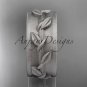 14kt white gold engagement ring, matte finish wedding band ADLR417G