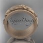 14kt rose gold engagement ring, matte finish wedding band ADLR417G