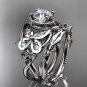 14kt white gold diamond celtic trinity knot wedding ring, butterfly engagement set CT7136S