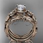 14kt rose gold diamond celtic trinity knot wedding ring, butterfly engagement set CT7136S