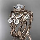 14kt rose gold diamond celtic trinity knot engagement set with a Moissanite center stone CT7136S