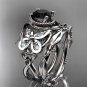 Platinum diamond celtic trinity knot engagement set with a Black Diamond center stone CT7136S