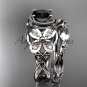 Platinum diamond celtic trinity knot engagement set with a Black Diamond center stone CT7136S