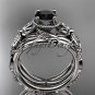 Platinum diamond celtic trinity knot engagement set with a Black Diamond center stone CT7136S