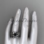 Platinum diamond celtic trinity knot engagement set with a Black Diamond center stone CT7136S