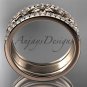 14kt rose gold engagement ring, flower wedding band ADLR406B