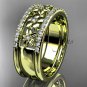 14kt yellow gold engagement ring, flower wedding band ADLR406B