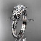 14kt white gold diamond unique engagement ring, butterfly ring, wedding ring ADLR514