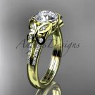 14kt yellow gold diamond unique engagement ring, butterfly ring, wedding ring ADLR514
