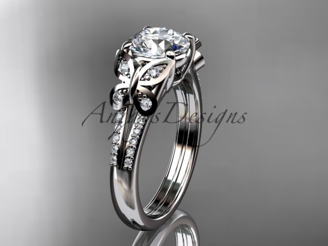 platinum diamond unique engagement ring, butterfly ring, wedding ring ADLR514