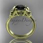 14kt yellow gold diamond engagement ring, wedding ring with a Black Diamond center stone ADLR514
