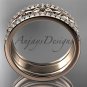 14kt rose gold engagement ring, flower wedding band ADLR516B