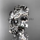 14kt white gold diamond celtic trinity knot butterfly wedding band, engagement ring CT7418B