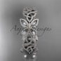 14kt white gold diamond celtic trinity knot matte finish wedding band, engagement ring CT7418B