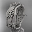 14kt white gold celtic trinity knot wedding band, matte finish wedding band, engagement ring CT7512G