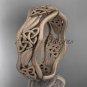 14kt rose gold celtic trinity knot wedding band, matte finish wedding band, engagement ring CT7512G