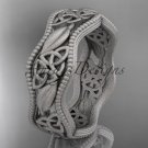 14kt white gold celtic trinity knot wedding band, matte finish wedding band, engagement ring CT7508G