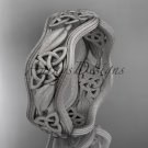14kt white gold celtic trinity knot wedding band, matte finish wedding band, engagement ring CT7510G
