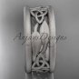 14kt white gold celtic trinity knot wedding band, matte finish wedding band, engagement ring CT7511G