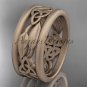 14kt rose  gold celtic trinity knot wedding band, matte finish wedding band, engagement ring CT7511G