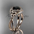 14k rose gold diamond celtic trinity knot , engagement ring,  Black Diamond  CT7416