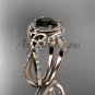 14k rose gold diamond celtic trinity knot , engagement ring, Black Diamond CT7416