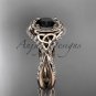 14k rose gold diamond celtic trinity knot , engagement ring, Black Diamond CT7416
