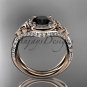 14k rose gold diamond celtic trinity knot , engagement ring, Black Diamond CT7416