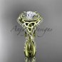 14kt yellow gold diamond celtic trinity knot, engagement ring with a Moissanite center stone CT7416