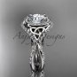 14kt white gold diamond celtic trinity knot, engagement ring with a Moissanite center stone CT7416