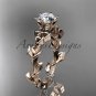 14kt rose gold diamond celtic trinity knot , engagement ring with a Moissanite center stone CT7248