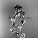14kt white gold diamond celtic trinity knot wedding ring, engagement ring, Black Diamond CT7248