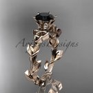 14kt rose gold diamond celtic trinity knot wedding ring, engagement ring, Black Diamond CT7248