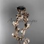 14kt rose gold diamond celtic trinity knot wedding ring, engagement ring, Black Diamond CT7248