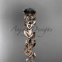 14kt rose gold diamond celtic trinity knot wedding ring, engagement ring, Black Diamond CT7248