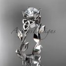 Platinum  celtic trinity knot wedding ring, engagement ring,  Moissanite, CT7238
