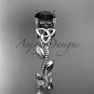 Platinum celtic trinity knot wedding ring with a Black Diamond center stone CT7238