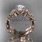 14kt rose gold celtic trinity knot wedding ring, engagement set CT7238S