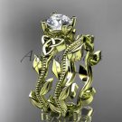 14kt yellow gold celtic trinity knot wedding ring, engagement set CT7238S