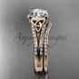 14kt rose gold celtic trinity knot engagement ring ,diamond wedding ring, engagment set CT7108S