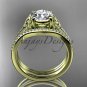 14kt yellow gold celtic trinity knot engagement ring ,diamond wedding ring, engagment set CT7108S