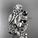 14kt white gold celtic trinity knot wedding ring, engagement ring CT7264