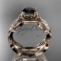 14kt rose gold celtic trinity knot engagement ring with a Black Diamond center stone CT7264