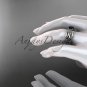 Platinum celtic trinity knot engagement ring with a Black Diamond center stone CT7264