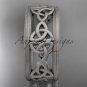 14kt white gold celtic trinity knot wedding band, matte finish wedding band, engagement ring CT7236G