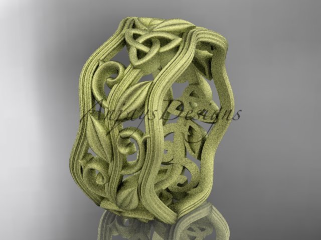 14k yellow gold celtic trinity knot wedding band, matte finish wedding band, engagement ring CT7263G