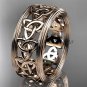 14kt rose gold celtic trinity knot wedding band, engagement ring CT7513G