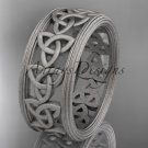 14kt white gold celtic trinity knot wedding band, matte finish wedding band, engagement ring CT7513G